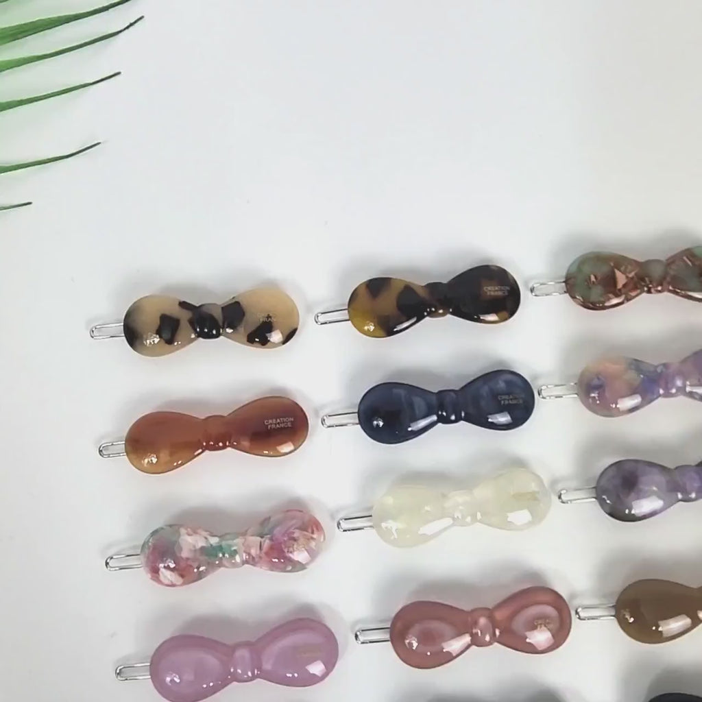 Round Convex Ribbon Snap Clip Bobby Pin (1.9 Inch) / Vintage French Hair Pin / Hair Accessory for Woman / Bow Barrette for Thin Hair