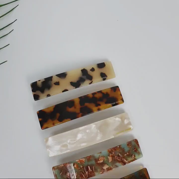 Leopard Long Square Hair Barrette (3.5 Inch) / Tortoise Shell French Hair Pin / Hair Accessory for Woman / Automatic Hair Clip