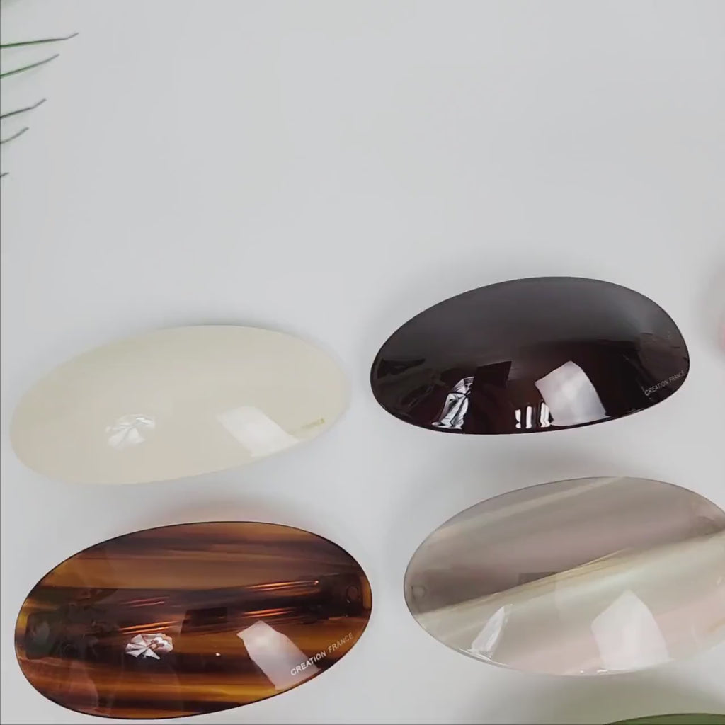 Painting Round Curved Hair Barrette (3.5 Inch) / Luxurious French Hair Pin / Automatic Hair Clip