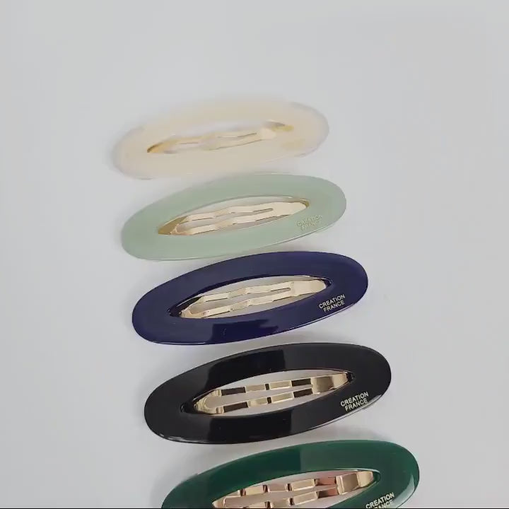 Leopard Marble Round Oval Snap Clip (2.6 Inch) / Cute Hairgrip Barrette / French Hair Pin / Tic Tac Hair Clip Pin