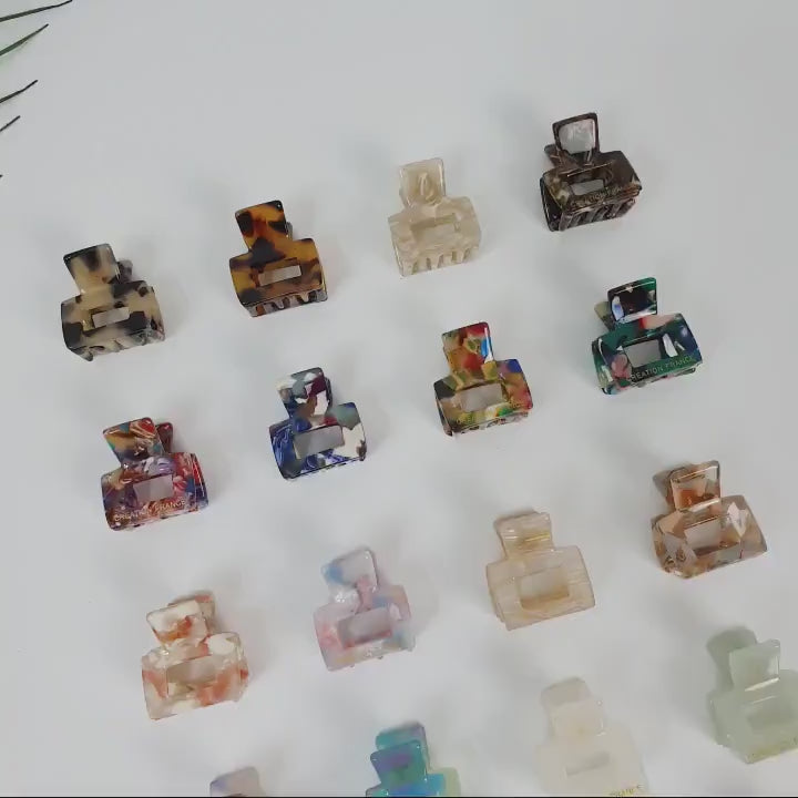 Cellulose Rectangular Extra Mini Hair Clips (0.8 Inch) / Tortoise Shell French Hair Pin / Hair Accessory for Woman