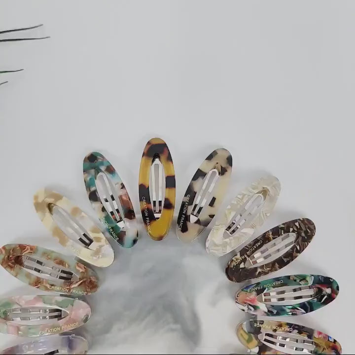 Tortoise Shell Mini Oval Snap Clip (2.2 Inch) / French Leopard Hairgrip Barrette / French Hair Pin / Tic Tac Hair Clip Pin