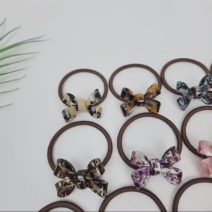 Tortoise Shell Art Butterfly Ribbon Hair Tie / Cute Point Ponytail Holder / Hair Accessory for Woman / French Hair Pin / Hair Scrunchy