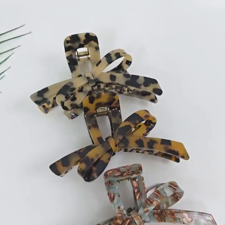Acetate Luxe Bow Claw (4.9 Inch) | French Pin | Korean Hair Pin | Large Tortoise Shell Accessories