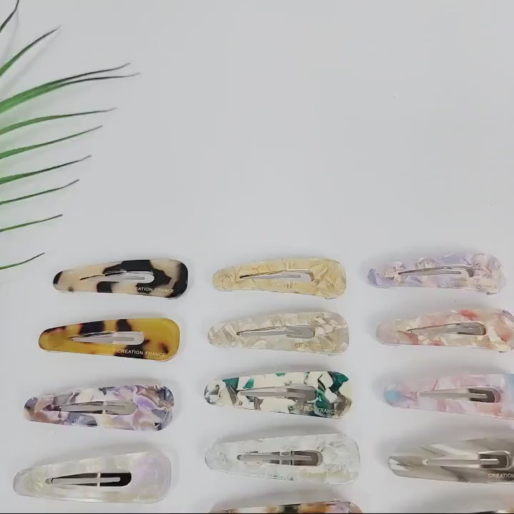 Leopard Aurora Triangle Snap Clip (2.2 Inch) / Tortoise Marble Hairgrip Barrette / French Hair Pin / Tic Tac Hair Clip Pin