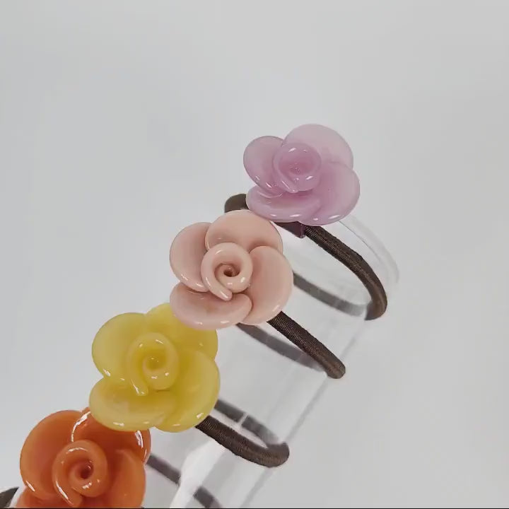 Vivid Color Flower Hair Tie / Simple Cute Ponytail Holder / Hair Accessory for Woman / French Hair Tie / Flower Hair Tie