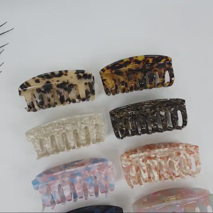 Leopard Bella Square Big Hair Claw Clip / Tortoise Shell French Hair Pin / Hair Accessory for Woman / Jumbo Hair Clip