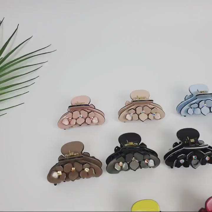 Compact Flower Hair Clips / Pastel Color Mini Hair Claw Clip / Hair Barrette for Woman