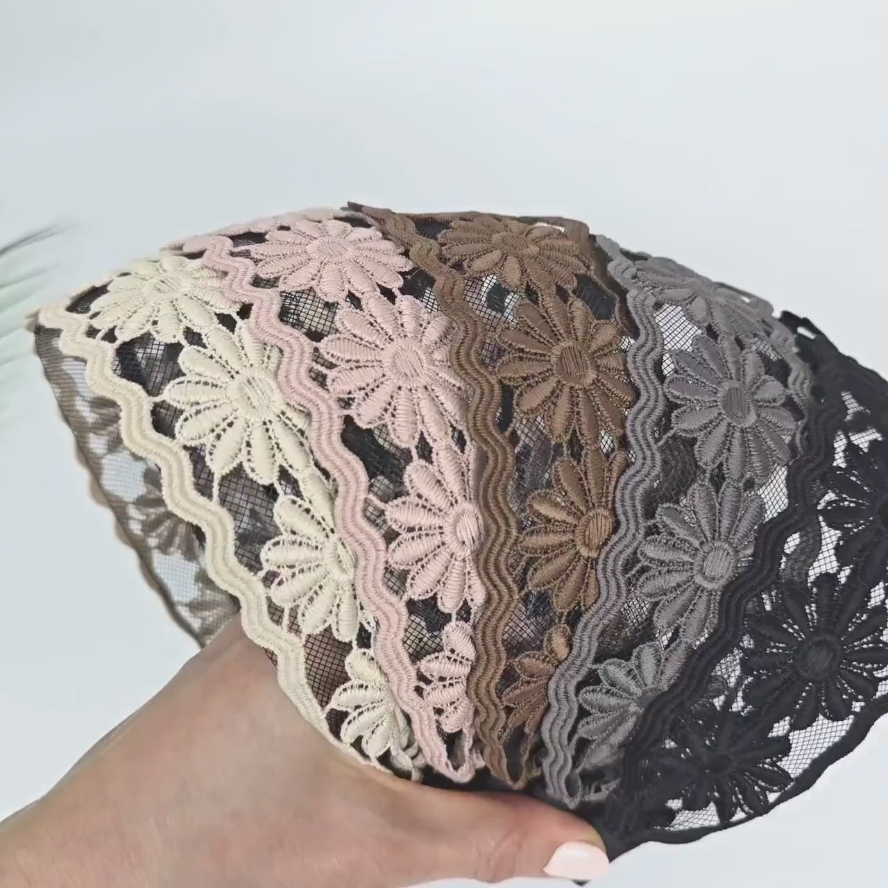 Handmade Sunflower Embroidery Lace Fabric Wide Headband (2.0 Inch) / Hair Accessories for Woman