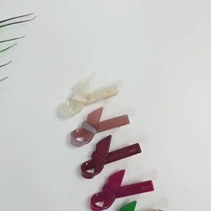 Scarf Ribbon Mini Hair Claw Clip (2.2 Inch) / Vivid Color French Pin / Alligator Hair Clip for Woman