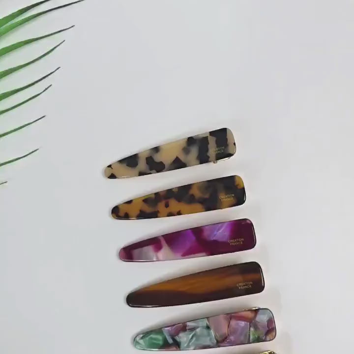 Long Slim Triangle Barrette Hair Claw Clip (3.0 Inch) / Vivid Color French Pin / Alligator Hair Clip for Woman