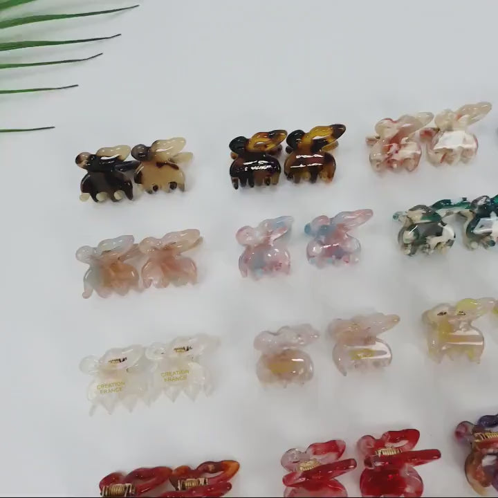 Mini Butterfly Hair Clips 2 Pieces in 1 Set / Tortoise Shell  French Hair Pin / Hair Accessory for Woman