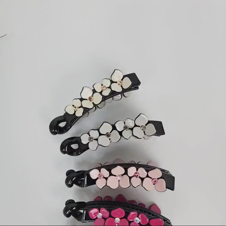 Cubic Point Flower Banana Claw Clip (2.4 Inch) / Pastel Color Hair Comb Barrette  / Clincher Comb Hair Accessory