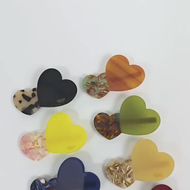 Cozy Heart Mini Side Hair Claw Clip (2.5 Inch) / Vivid Color French Pin / Alligator Hair Clip for Woman