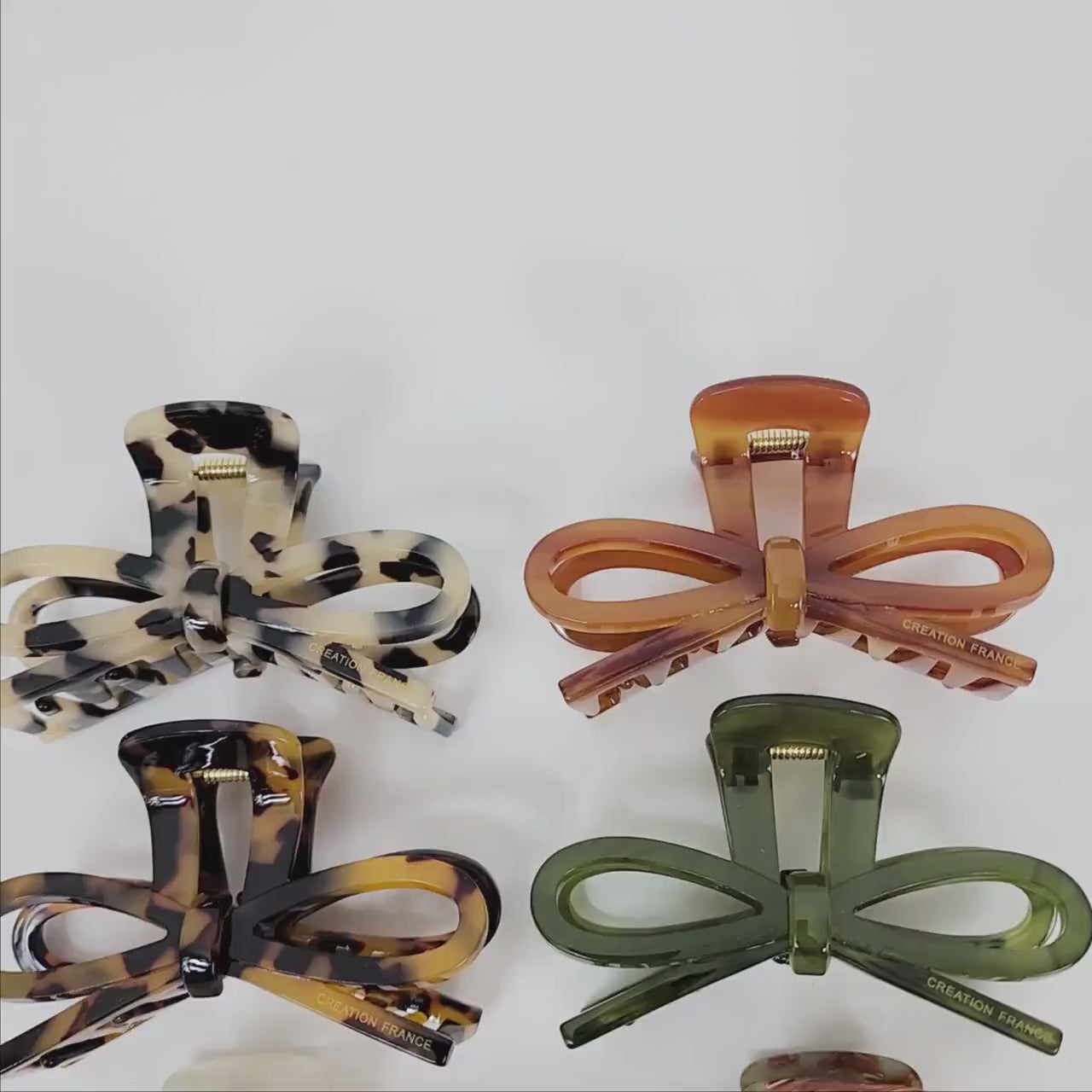 Leopard Gift Ribbon Hair Claw Clip (3.1 Inch) / Tortoise Shell Medium Size Ponytail Holder / French Pin / Hair Barrette for Woman