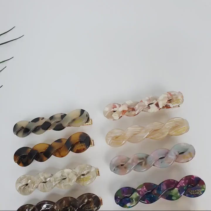 Marble Twist Mini Hair Clip (2.6 Inch) / Cute Cellulose French Hair Pin / Hair Accessory for Woman