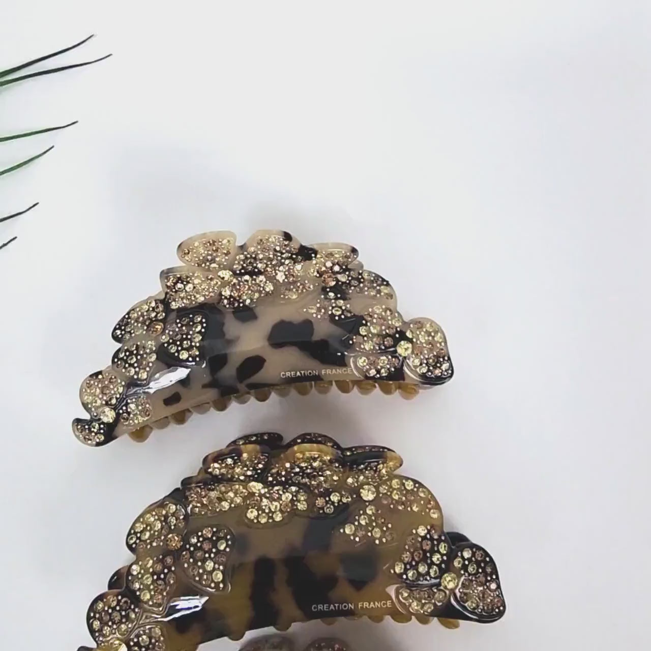 Luxurious Floral Hair Claw Clip with Cubic (4.0 Inch) / Elegance French Hair Pin / Hair Barrette for Woman