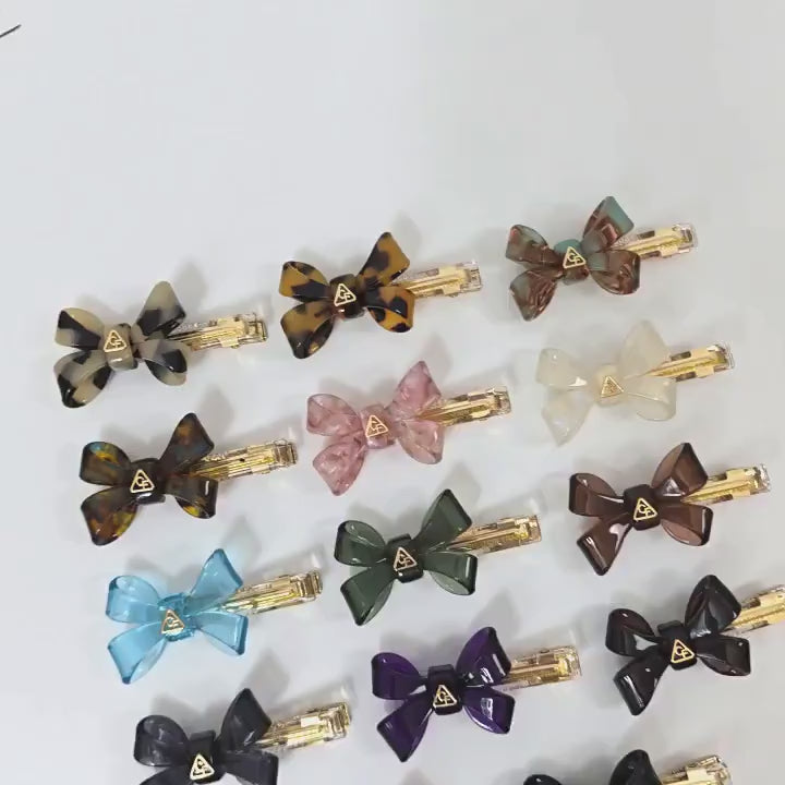 Acetate Bow Clip (2.4 Inch) | French Pin | Korean Hair Pin | Tortoise Shell Barrette Small Alligator Clamp
