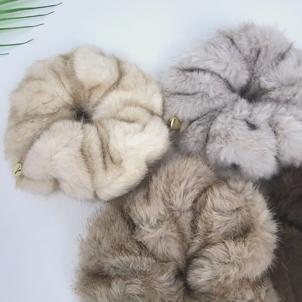 High Quality Faux Mink Fur Scrunchy / Simple Ponytail Holder / Elastic Hair Tie for Woman